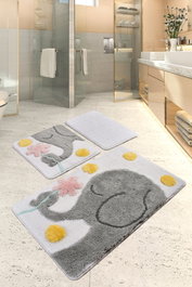 Mijölnir Juego de alfombrillas de baño Büyük Fil - Gris